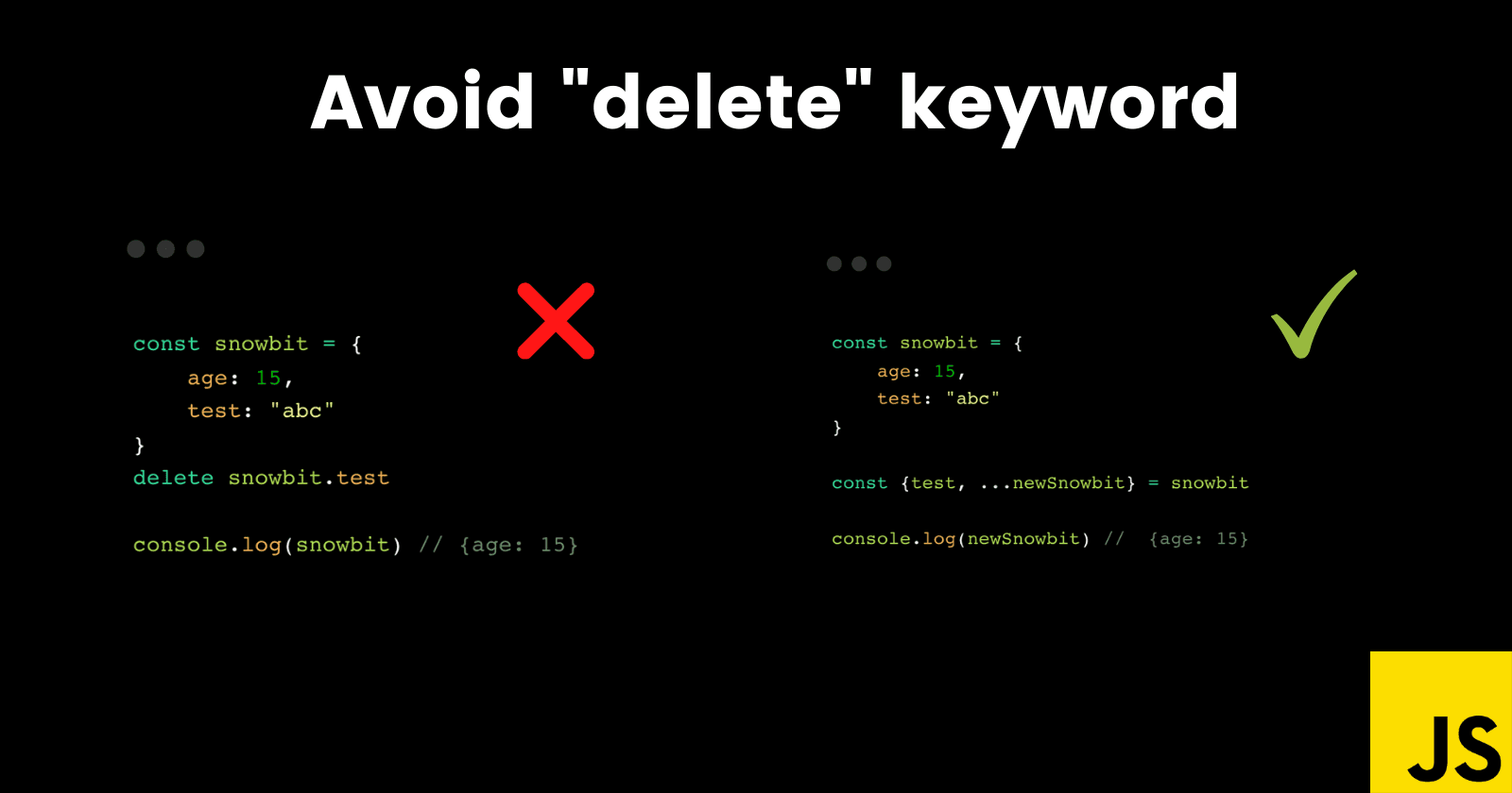 Avoid the "delete" keyword in Javascript